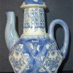 CHINESE MULTI FACET PORCELAIN TEAPOT BLUE WHITE CHINA HAND PAINTED CANTON CHINESE MULTI FACET PORCELAIN TEAPOT BLUE WHITE CHINA HAND PAINTED CANTON