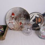 Antique plates bowl, glass, Chinese jewellery box, Signed Robin Rebreast- vintag Antique plates bowl, glass, Chinese jewellery box, Signed Robin Rebreast- vintag