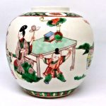 ANTIQUE LARGE CHINESE PORCELAIN FAMILLE VERT GINGER JAR - Four Character Mark . ANTIQUE LARGE CHINESE PORCELAIN FAMILLE VERT GINGER JAR - Four Character Mark .
