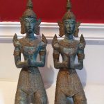 Vintage Asian Heavy Brass Temple Figures Vintage Asian Heavy Brass Temple Figures