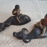 RARE Chinese Vietnamese Figures Girl Boy Water Buffalo Vintage Shiwan Pottery RARE Chinese Vietnamese Figures Girl Boy Water Buffalo Vintage Shiwan Pottery