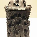 RARE VINTAGE CHINESE CARVED BRUSH POT BITONG WOOD with COVER RARE VINTAGE CHINESE CARVED BRUSH POT BITONG WOOD with COVER