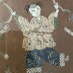 Antique Chinese Embroidery Silk - Liu Haichan - daoist Xian - On 3 Legged toad Antique Chinese Embroidery Silk - Liu Haichan - daoist Xian - On 3 Legged toad