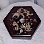 Antique Chinese Dragon Flaming Pearl Phoenix Mother of Pearl Lacquer Box c.1912 Antique Chinese Dragon Flaming Pearl Phoenix Mother of Pearl Lacquer Box c.1912