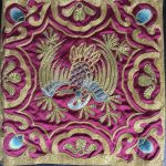 Rare Vintage Chinese Hand Embroidery Metallic Thread Gold Golden Cloud? 19X20cm