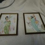 Antique Oriental ceramic tiles, framed Antique Oriental ceramic tiles, framed