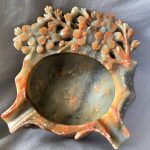 Antique Chinese Carved Stone Hardstone Prunus Blossom Ashtray Tray Pot Antique Chinese Carved Stone Hardstone Prunus Blossom Ashtray Tray Pot