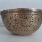 Large Antique Chinese Ming Xuande Brass Engraved Dragon Bowl Large Antique Chinese Ming Xuande Brass Engraved Dragon Bowl