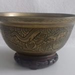 Antique Chinese Ming Xuande Bronze Bowl Dragon Ocean Engraving Large Stamp Antique Chinese Ming Xuande Bronze Bowl Dragon Ocean Engraving Large Stamp