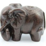 19th Century Chinese  Boxwood Hand-Craved Dark Wood Elephant 5x4x3cm