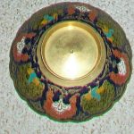 BRASS CLOISONNE ORIENTAL FAR EASTERN BOWL PEACOCK DESIGN BRASS CLOISONNE ORIENTAL FAR EASTERN BOWL PEACOCK DESIGN
