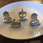 Four Rare Antique Malaysian Chinese Straits Peranakan Silver Name Place Holders