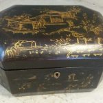 Antique Chinese Lacquered Tea Caddy Box Antique Chinese Lacquered Tea Caddy Box