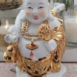Vintage Large Chinese Porcelain 20cm Laughing Buddha Statue Figurine Gold Gilt Vintage Large Chinese Porcelain 20cm Laughing Buddha Statue Figurine Gold Gilt