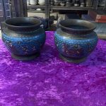 2 X Antique / Vintage Egyptian Revival Figurative Cloisonne Enamel Bowl / Vase 2 X Antique / Vintage Egyptian Revival Figurative Cloisonne Enamel Bowl / Vase