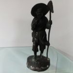 Chinese bronze figure of a fisherman,1880? , Signed (think it is bronze overpayi Chinese bronze figure of a fisherman,1880? , Signed (think it is bronze overpayi