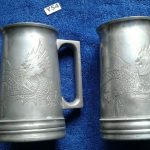 ANTIQUE KUT/KIT HING SWATOW PEWTER TANKARDS X 2 ANTIQUE KUT/KIT HING SWATOW PEWTER TANKARDS X 2