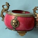 Antique Chinese Tibet Incense Burner Silver Tone & Opaque Pink Rhodochrosite Antique Chinese Tibet Incense Burner Silver Tone & Opaque Pink Rhodochrosite