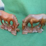 TWO VINTAGE CHINESE CARVED WOODEN HORSES TWO VINTAGE CHINESE CARVED WOODEN HORSES
