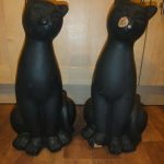 Pair of Large Vintage Floor Standing Terracotta Clay Cat Figurines H 53 cm Pair of Large Vintage Floor Standing Terracotta Clay Cat Figurines H 53 cm