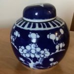 Oriental Blue and White 4.5" Prunus Ginger Jar With Double Ring Mark On Base Oriental Blue and White 4.5" Prunus Ginger Jar With Double Ring Mark On Base