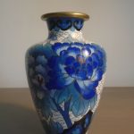 Chinese White Cloud Wire Ground & Floral Designed Cloisonne over Brass Vase Chinese White Cloud Wire Ground & Floral Designed Cloisonne over Brass Vase