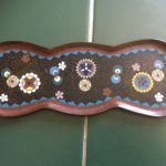 Antique Chinese Oriental Cloisonne Enamel Pin Tray - stylised lotus design Antique Chinese Oriental Cloisonne Enamel Pin Tray - stylised lotus design