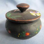 Antique Hand painted black lacquered Kodo , incense pot flowers and butterfly Antique Hand painted black lacquered Kodo , incense pot flowers and butterfly
