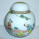 Chinese GINGER JAR ( 2 FIGURES FEEDING BIRDS) 120mm in height approx EXCELLENT Chinese GINGER JAR ( 2 FIGURES FEEDING BIRDS) 120mm in height approx EXCELLENT