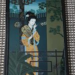 Qing Period Chinese Reverse Painting On Glass Of Geisha Girl Original Frame. Qing Period Chinese Reverse Painting On Glass Of Geisha Girl Original Frame.