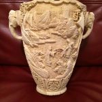 Vintage Carved Oriental Chinese Style Vase Elephant Handles Vintage Carved Oriental Chinese Style Vase Elephant Handles