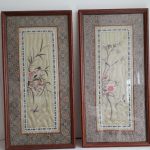 Pair of Vintage Oriental Silk framed Panels Pair of Vintage Oriental Silk framed Panels