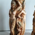 Vintage Resin Candle Holder with Nude Goddess, Foo Dogs, Serpent & Eagles Vintage Resin Candle Holder with Nude Goddess, Foo Dogs, Serpent & Eagles