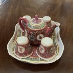 Vintage mun shou famile rose mini tea set zhnggo jingdezhen Porcelain Six piece Vintage mun shou famile rose mini tea set zhnggo jingdezhen Porcelain Six piece