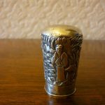 Chinese silver cane/walking stick handle with figures in traditional dress 19thC Chinese silver cane/walking stick handle with figures in traditional dress 19thC