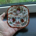 Antique / Vintage Chinese / Japanese Small Square Plate, Hand Painted, Back-Mark Antique / Vintage Chinese / Japanese Small Square Plate, Hand Painted, Back-Mark