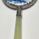 Chinese Panda Porcelain Backed Hand Mirror Silver Surrounded 14cm Long dd04 Chinese Panda Porcelain Backed Hand Mirror Silver Surrounded 14cm Long dd04