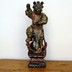 Antique Chinese Qing Wooden Warrior Figure in Black Antique Chinese Qing Wooden Warrior Figure in Black