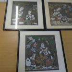 3 vintage oriental woven textile framed artworks 3 vintage oriental woven textile framed artworks