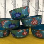 Set of 6 Antique Chinese Cloisonne Bowls with enamel floral design early 1900's Set of 6 Antique Chinese Cloisonne Bowls with enamel floral design early 1900's