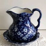 Antique China made Water Pitcher and Bowl Set, blossom Pattern Antique China made Water Pitcher and Bowl Set, blossom Pattern
