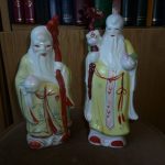 2 VINTAGE HAND PAINTED PORCELAIN FIGURINES OF CHINESE IMMORTAL SHOU-LAO 2 VINTAGE HAND PAINTED PORCELAIN FIGURINES OF CHINESE IMMORTAL SHOU-LAO