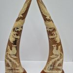 Chinese vintage Horns Decorated With Dragons Ect Chinese vintage Horns Decorated With Dragons Ect