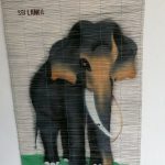 Vintage Bamboo Scroll Wall Hanging Picture Art Sri Lanka Elephant 28 ins Used Vintage Bamboo Scroll Wall Hanging Picture Art Sri Lanka Elephant 28 ins Used