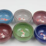 Vintage Chinese Porcelain 6 Fish Finger Bowls 6.5x3cm Marble Effect Vintage Chinese Porcelain 6 Fish Finger Bowls 6.5x3cm Marble Effect