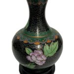 Small Cloisonne Vase On Stand. Floral Design Small Cloisonne Vase On Stand. Floral Design