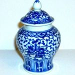 A miniature GINGER JAR (blue and white design ) 100mm in height approx A miniature GINGER JAR (blue and white design ) 100mm in height approx