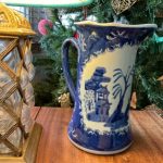 Vintage Chinese Willow Pattern Blue and White Water Jug - Marked Vintage Chinese Willow Pattern Blue and White Water Jug - Marked