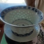Vintage Chinese Blue & White Rice Grain Porcelain Bowl & Saucer semi pierced Vintage Chinese Blue & White Rice Grain Porcelain Bowl & Saucer semi pierced