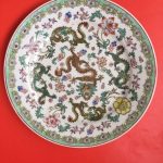 Vintage Chinese Hand Painted Famille Rose Dragon Plate Vintage Chinese Hand Painted Famille Rose Dragon Plate